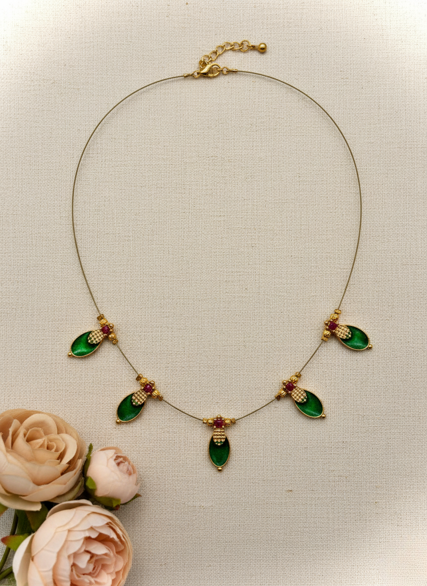 Emerald Drop Minimal Necklace – Gold Finish