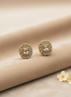 Classic Gold AD Stud Earrings – Timeless Sparkle