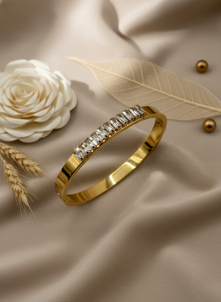 Linear Crystal Gold Bracelet – Korean Luxe Classic