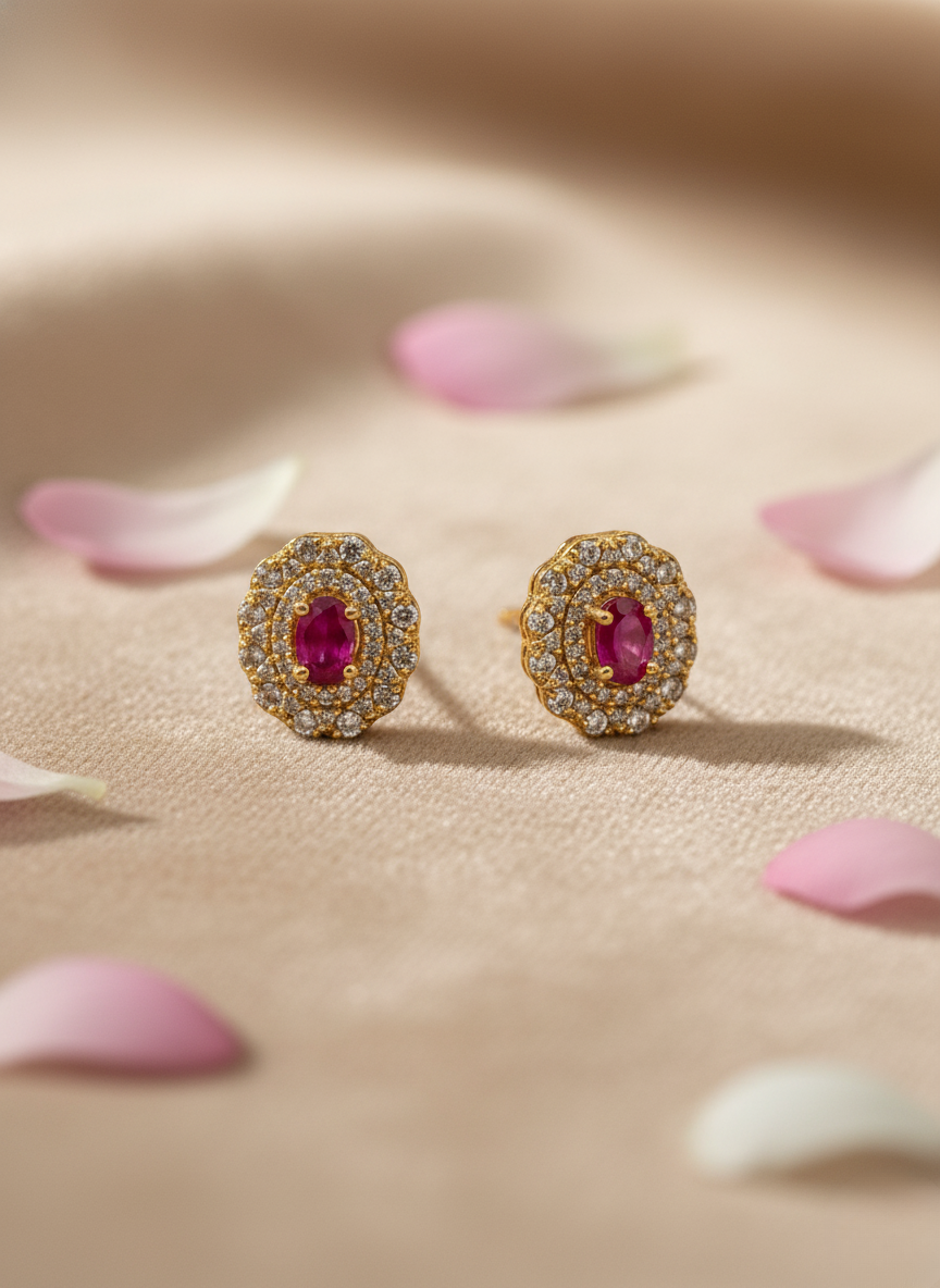 Ruby Red AD Stud Earrings – Royal Glow
