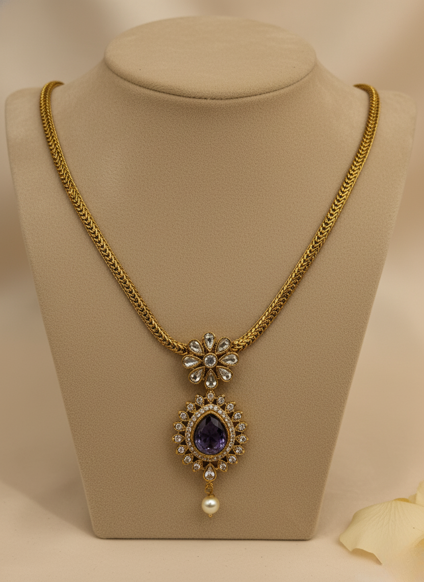 Kashwi AD Violet Bloom Necklace Set