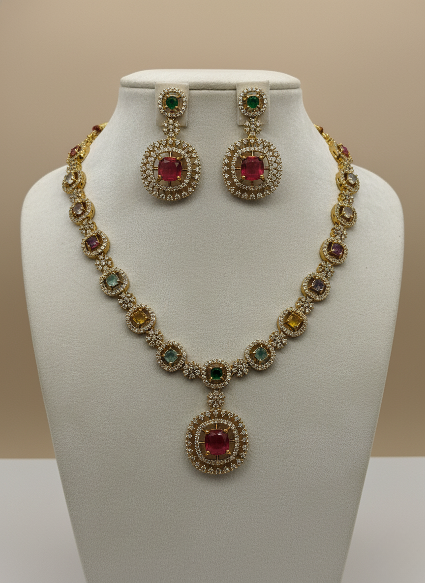 Kashwi Regal Spectrum AD Necklace Set