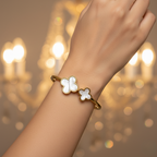 White Clover Korean Bracelet – Stainless Steel Elegance