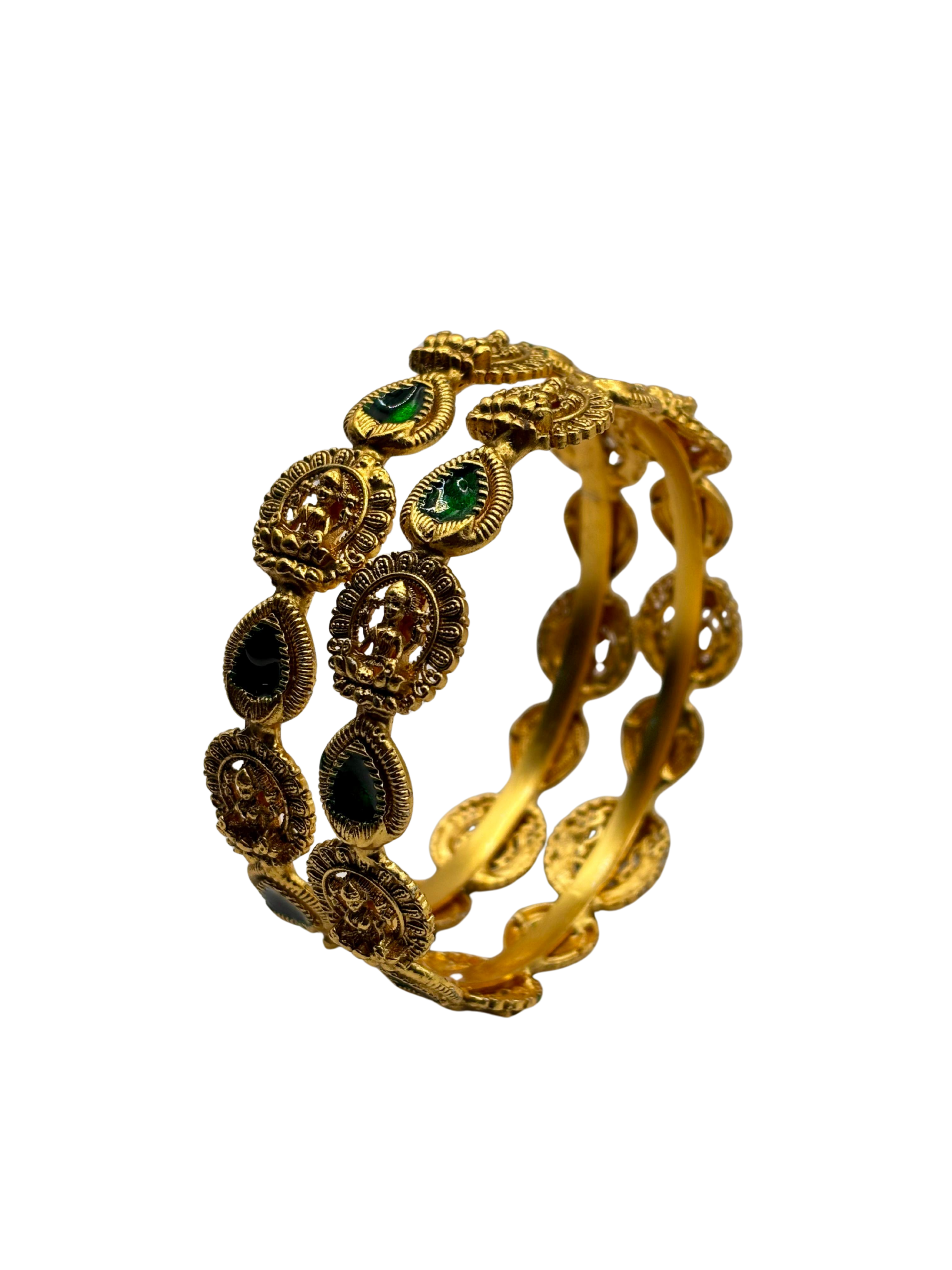 Lakshmi Motif Antique Bangles (Set of 2)