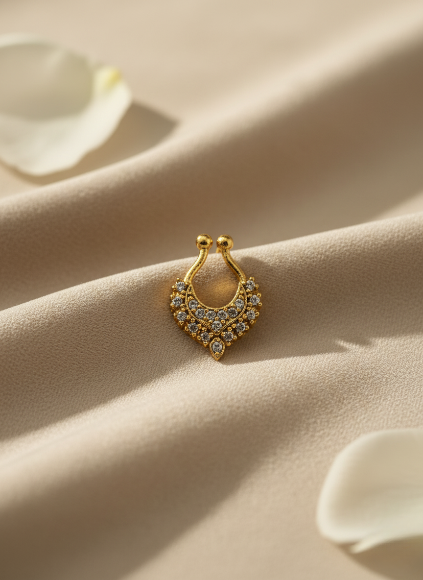 Radiant AD Stone Nose Septum – Gold Finish