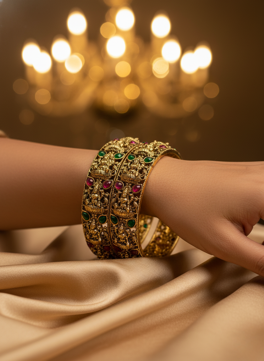 Temple Goddess Antique Bangle (Set of 2)