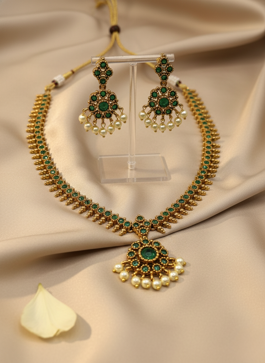 Kashwi CZ Green Necklace Set