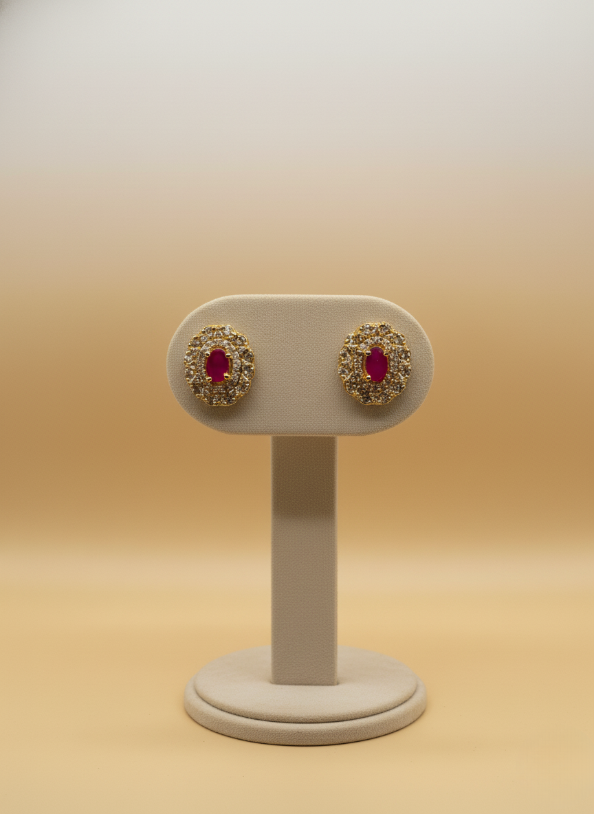 Ruby Red AD Stud Earrings – Royal Glow