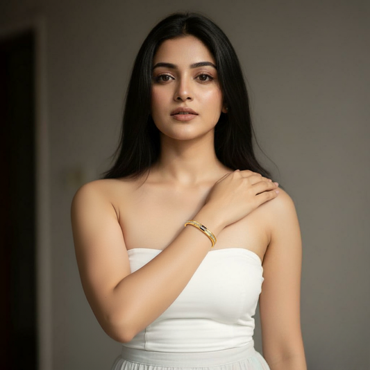 Single Row Crystal Gold Bracelet – Classic Elegance