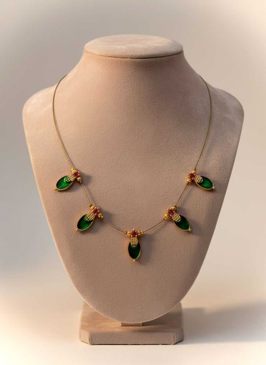 Emerald Drop Minimal Necklace – Gold Finish