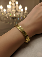 Grooved Elegance Gold-Tone Bracelet