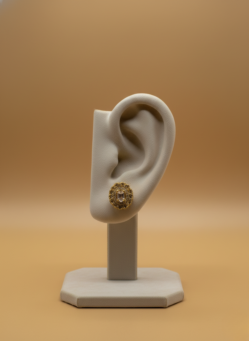 Classic Gold AD Stud Earrings – Timeless Sparkle