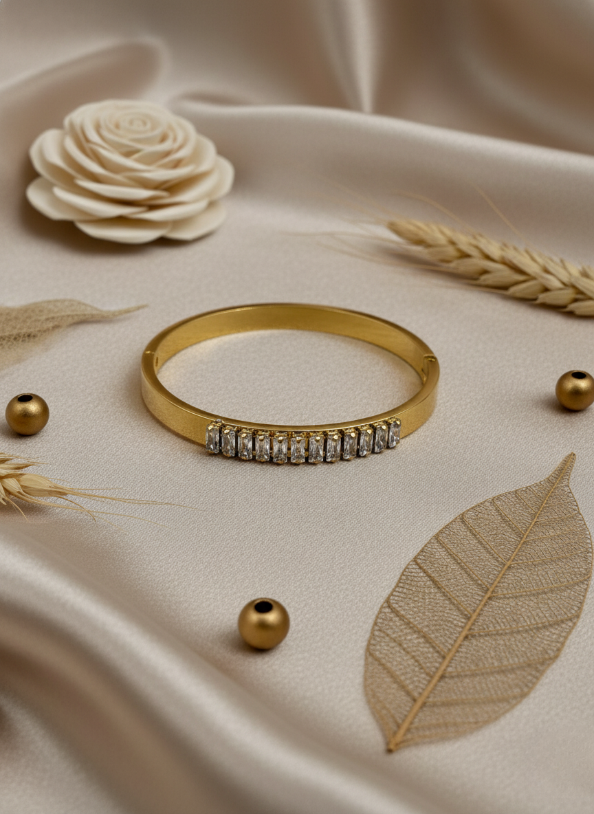 Linear Crystal Gold Bracelet – Korean Luxe Classic