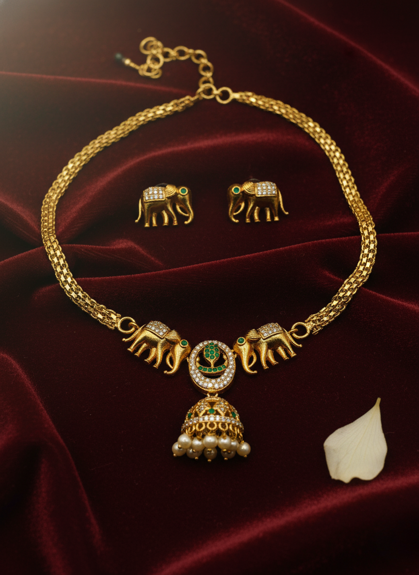 Kashwi Emerald Elephant Heritage Necklace Set
