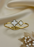 White Clover Korean Bracelet – Stainless Steel Elegance