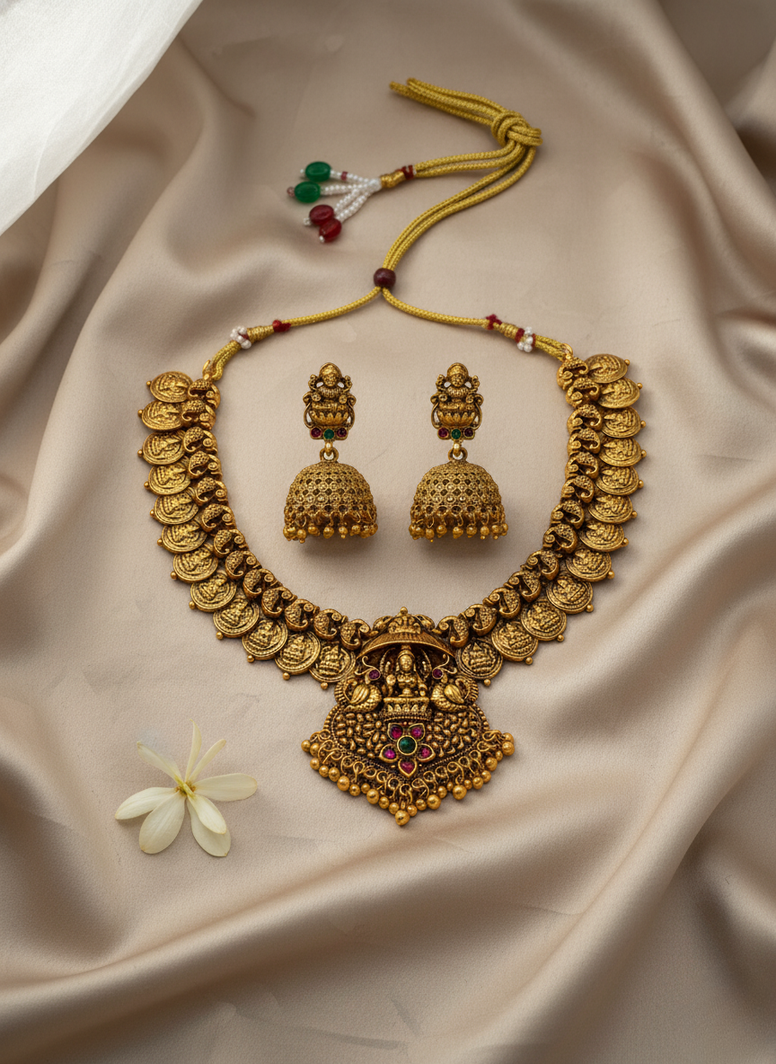 Kashwi Antique Lakshmi Coin Necklace Set