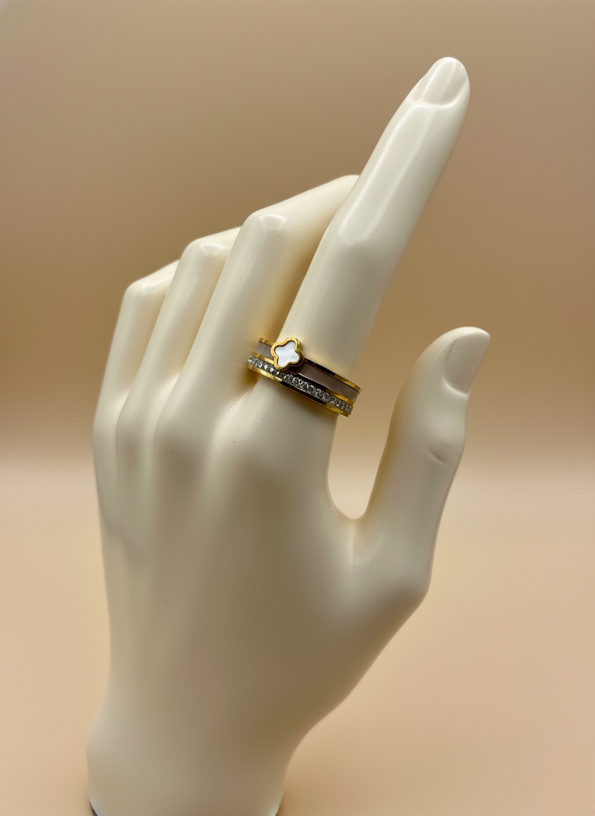 White Clover Dual Band Ring