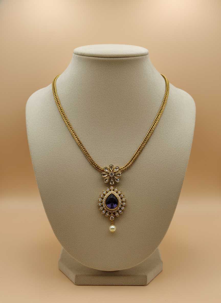 Kashwi AD Violet Bloom Necklace Set