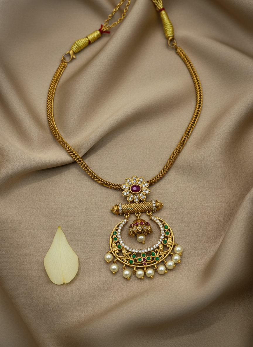 Kashwi CZ Chandbali Necklace