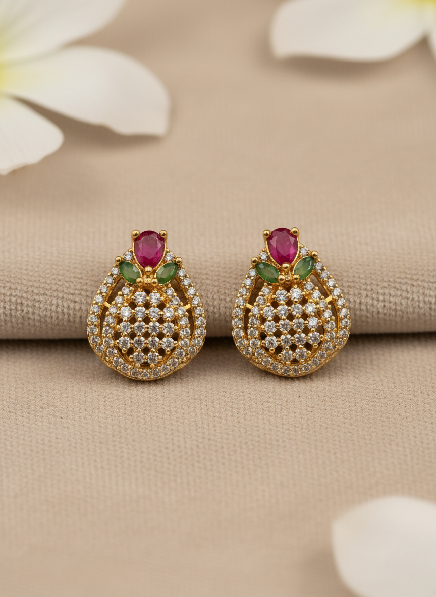Ruby & Emerald AD Stud Earrings – Heritage Glow