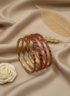 Radiant Pink Crystal Bangles (Set of 4)