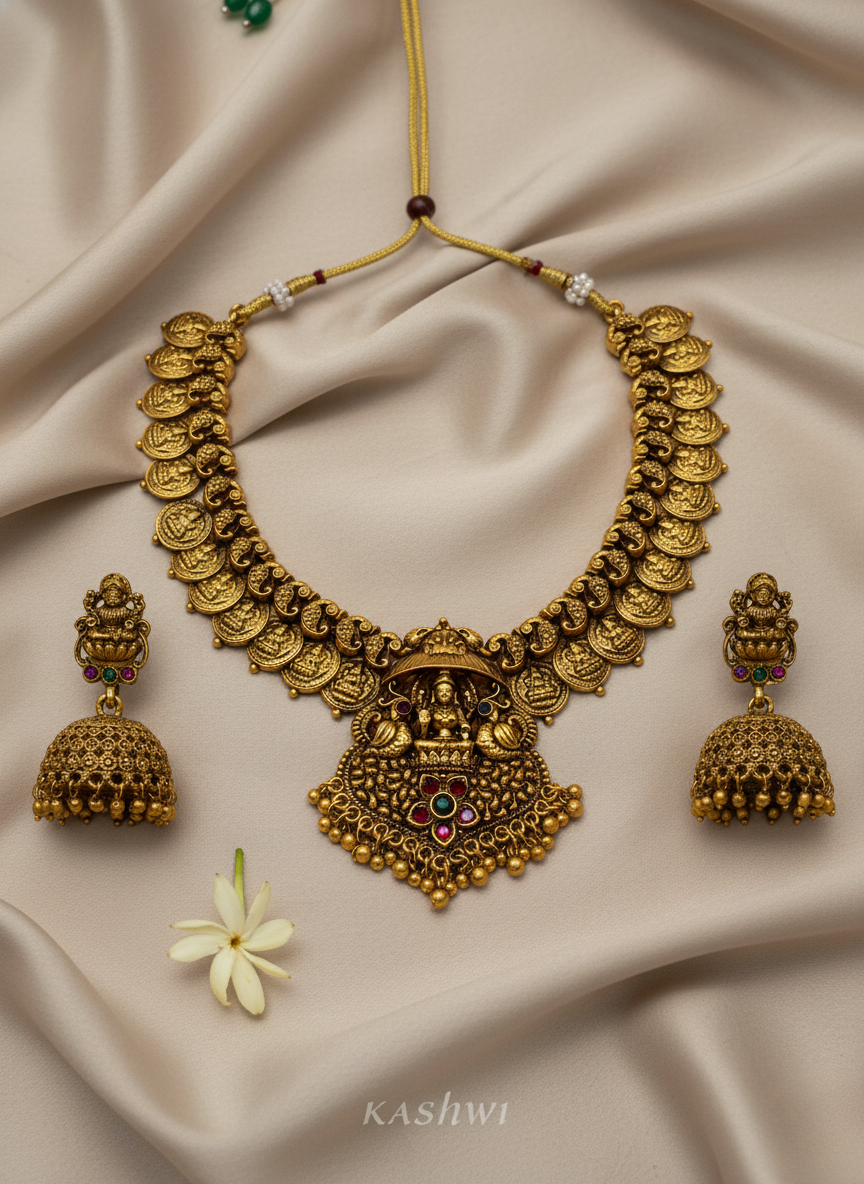 Kashwi Antique Lakshmi Coin Necklace Set