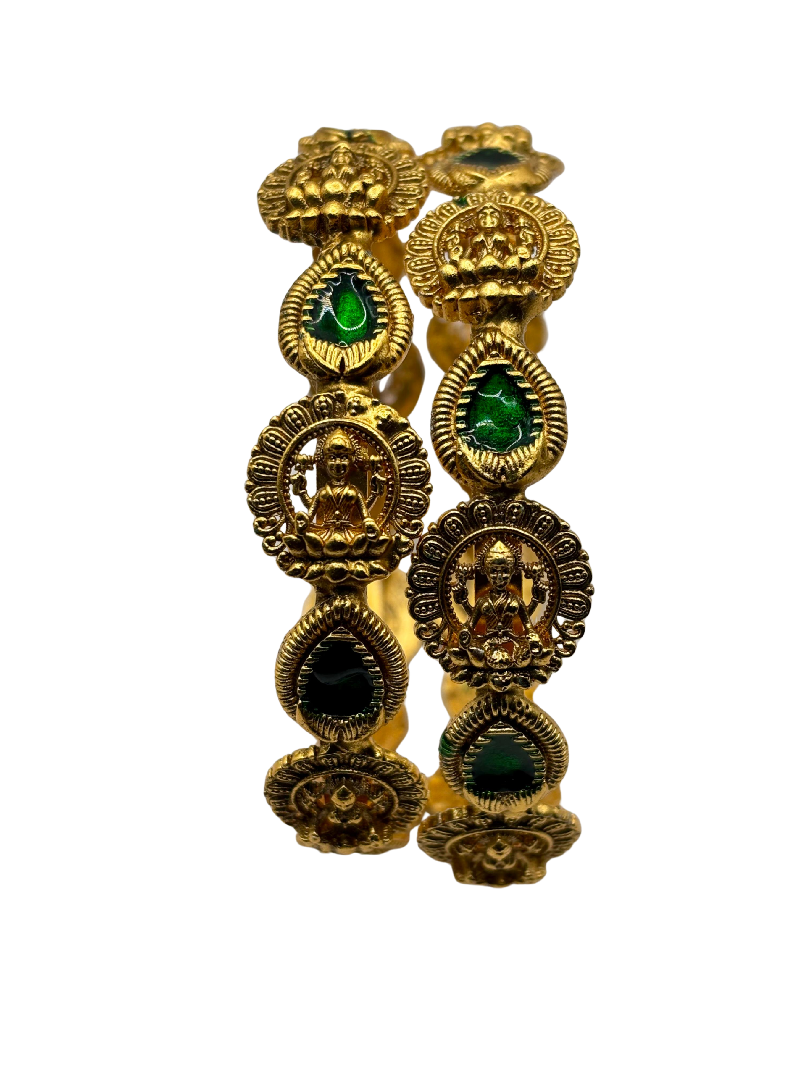 Lakshmi Motif Antique Bangles (Set of 2)