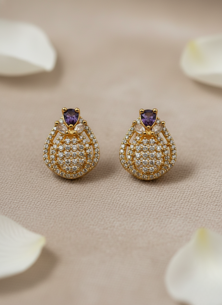Amethyst Drop AD Stud Earrings – Violet Luxe