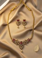 Kashwi Ruby Bloom AD Necklace Set