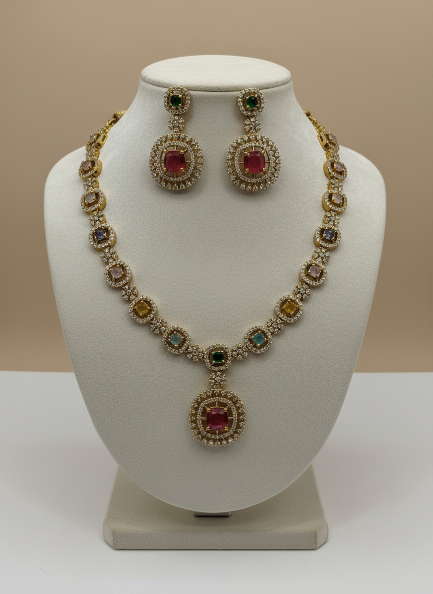 Kashwi Regal Spectrum AD Necklace Set