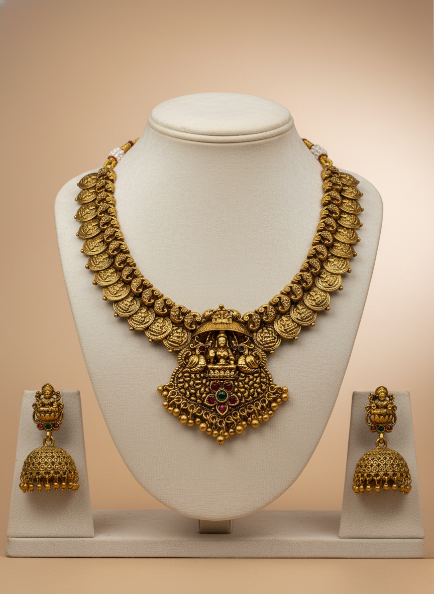 Kashwi Antique Lakshmi Coin Necklace Set