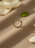 Emerald & Ruby AD Stone Nose Septum – Gold Finish