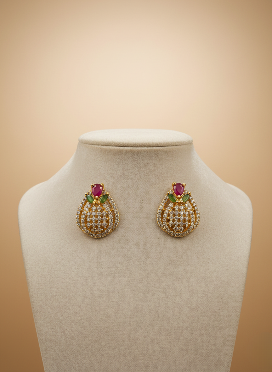 Ruby & Emerald AD Stud Earrings – Heritage Glow