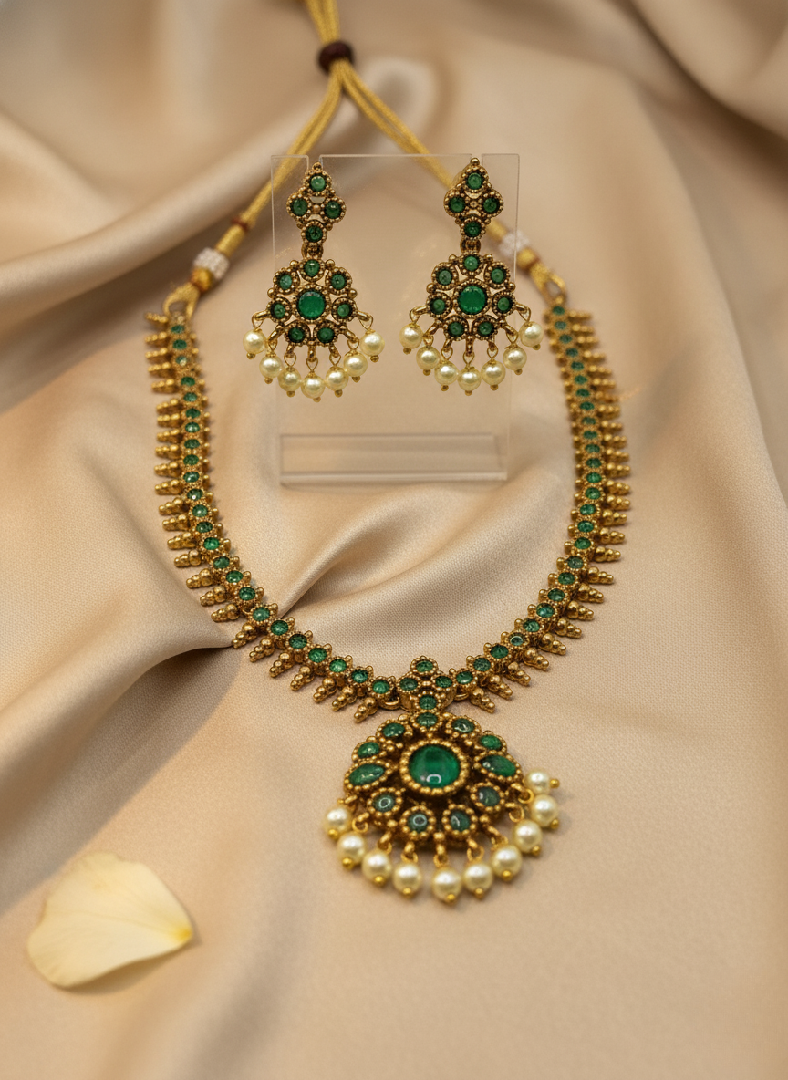 Kashwi CZ Green Necklace Set