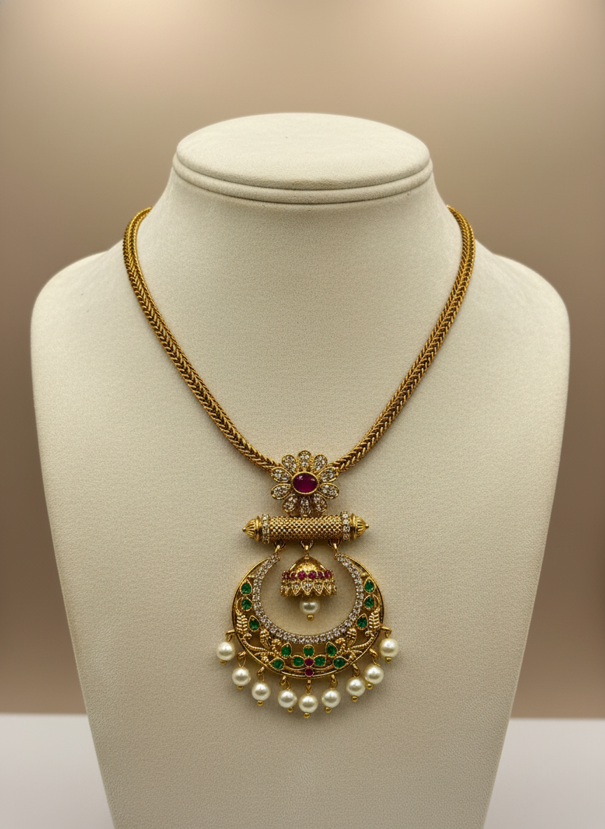 Kashwi CZ Chandbali Necklace