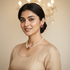 Kashwi Ruby Lotus Pearl Necklace Set