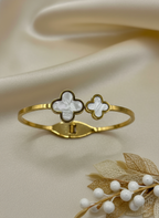 White Clover Korean Bracelet – Stainless Steel Elegance