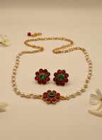 Kashwi Gulmohar Pearl Necklace Set