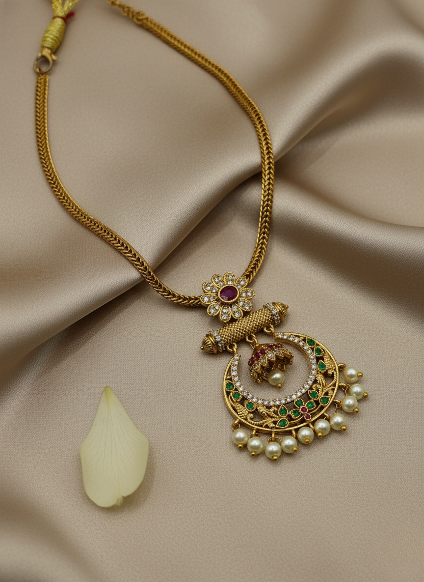 Kashwi CZ Chandbali Necklace