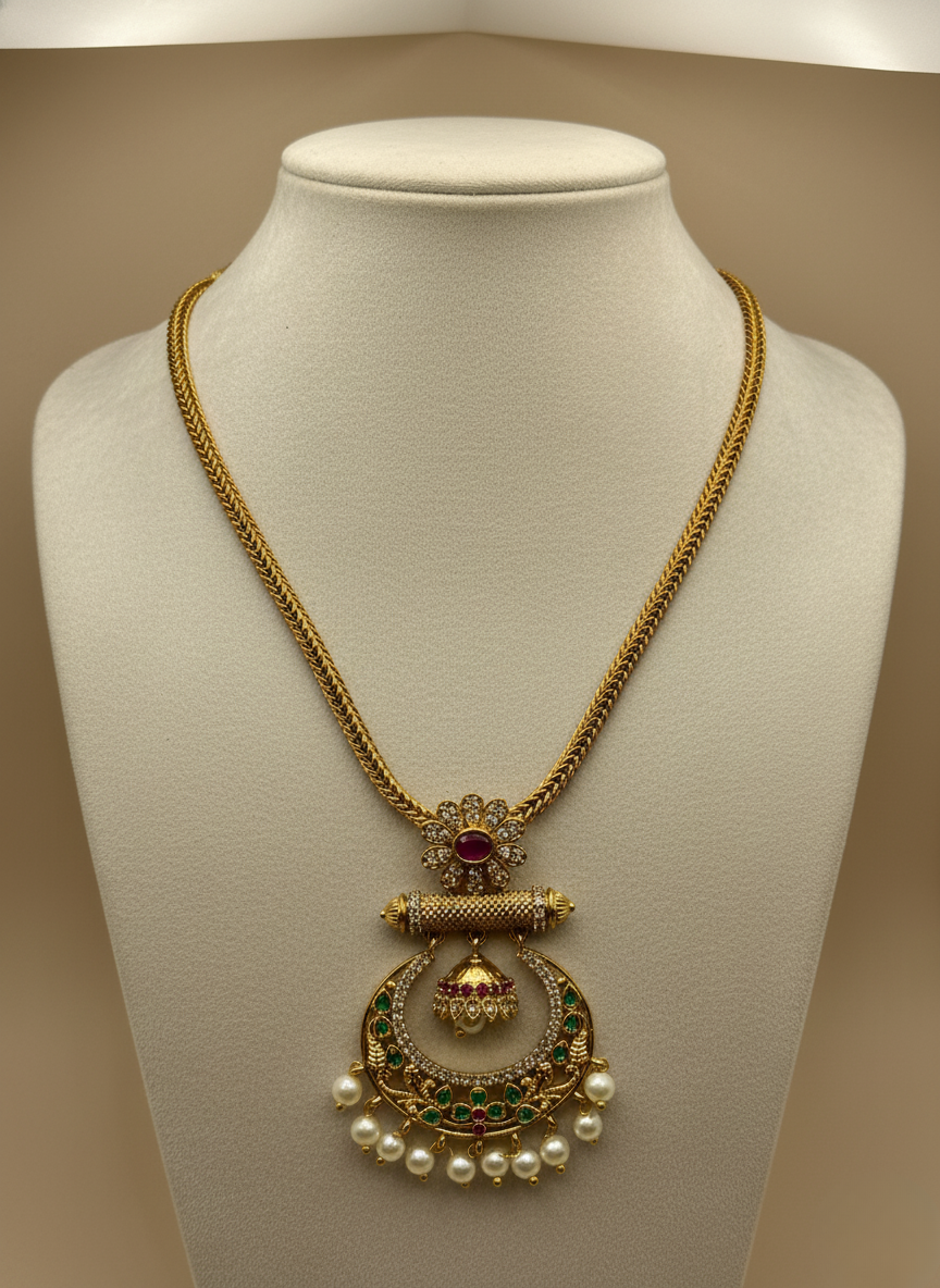Kashwi CZ Chandbali Necklace