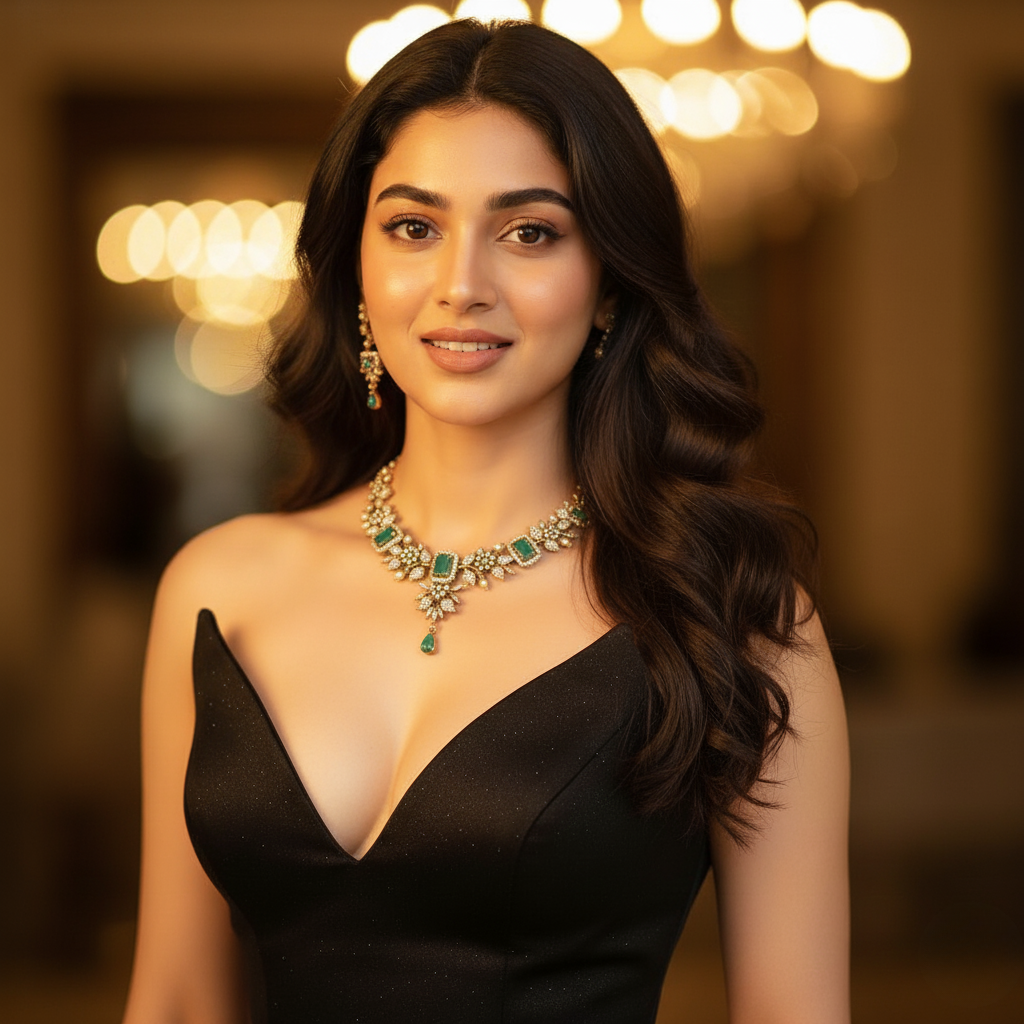 Emerald Glow AD Necklace Set