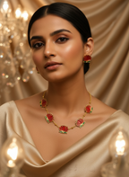 Kashwi Scarlet Lotus Enamel Necklace Set