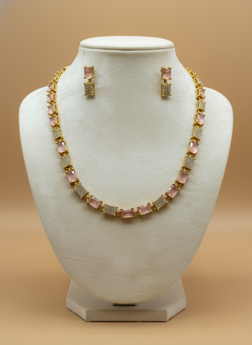 Kashwi Blush Prism AD Necklace Set
