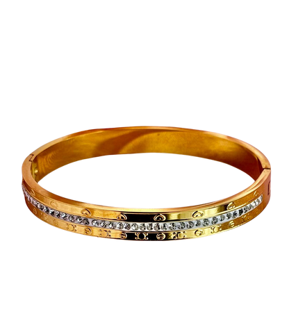 Single Row Crystal Gold Bracelet – Classic Elegance