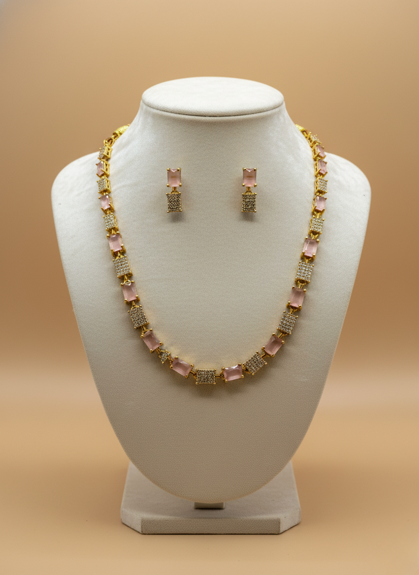 Kashwi Blush Prism AD Necklace Set