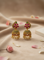 Emerald Ruby AD Jhumkis – Regal Bloom