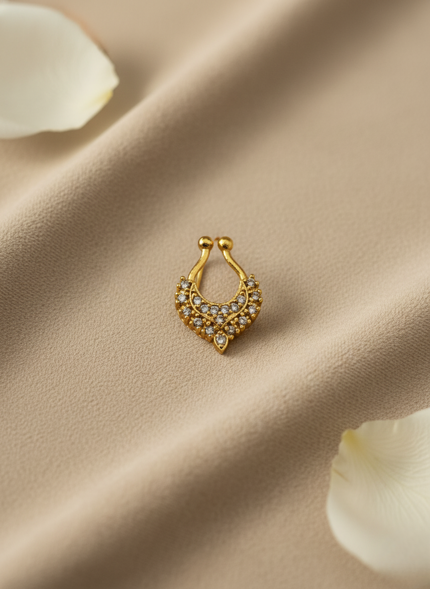 Radiant AD Stone Nose Septum – Gold Finish