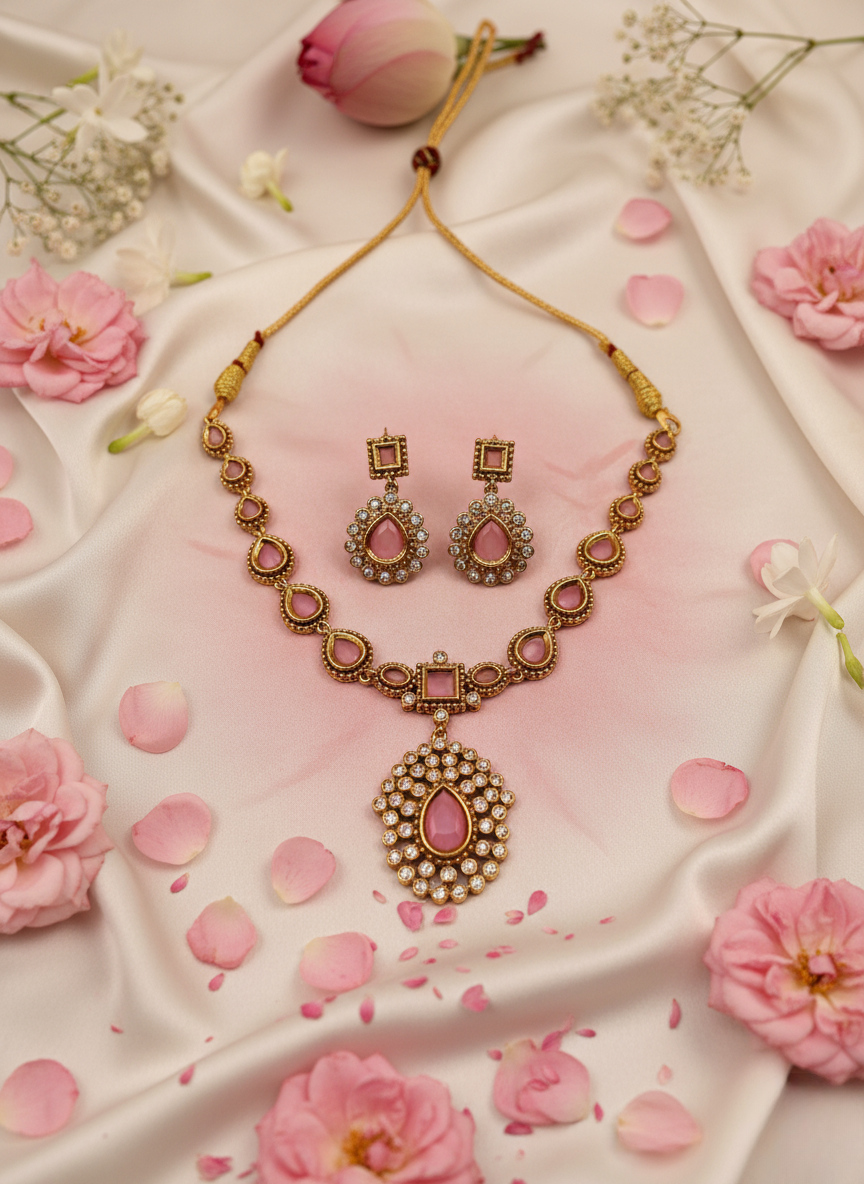 Victorian Pink Royal Necklace Set