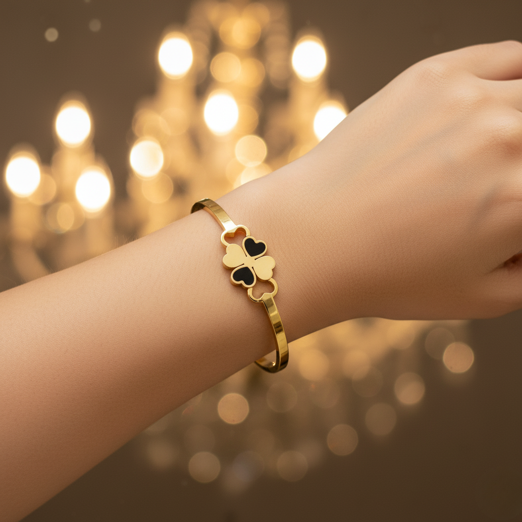 Four Hearts Bracelet – Korean Minimal Gold Elegance