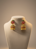 Emerald Ruby AD Jhumkis – Regal Bloom